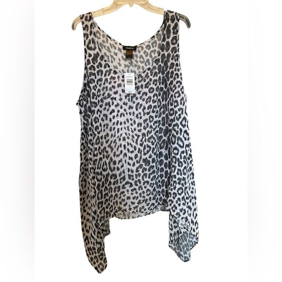 Torrid Sheer Tank Top L Gray Leopard Asymmetrical SharkBite Hem Punk Grunge 
3 - Picture 1 of 8